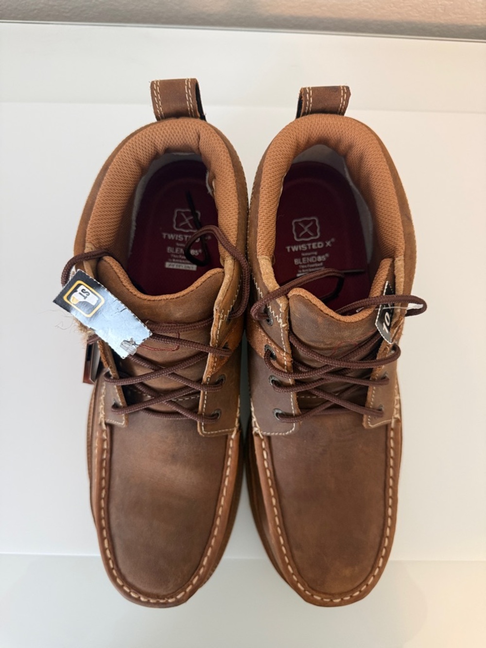Twisted X Boot Barn Brown Leather Moc Steel Toe Chukka Boots NWT Size 10.5 W - Picture 8 of 11